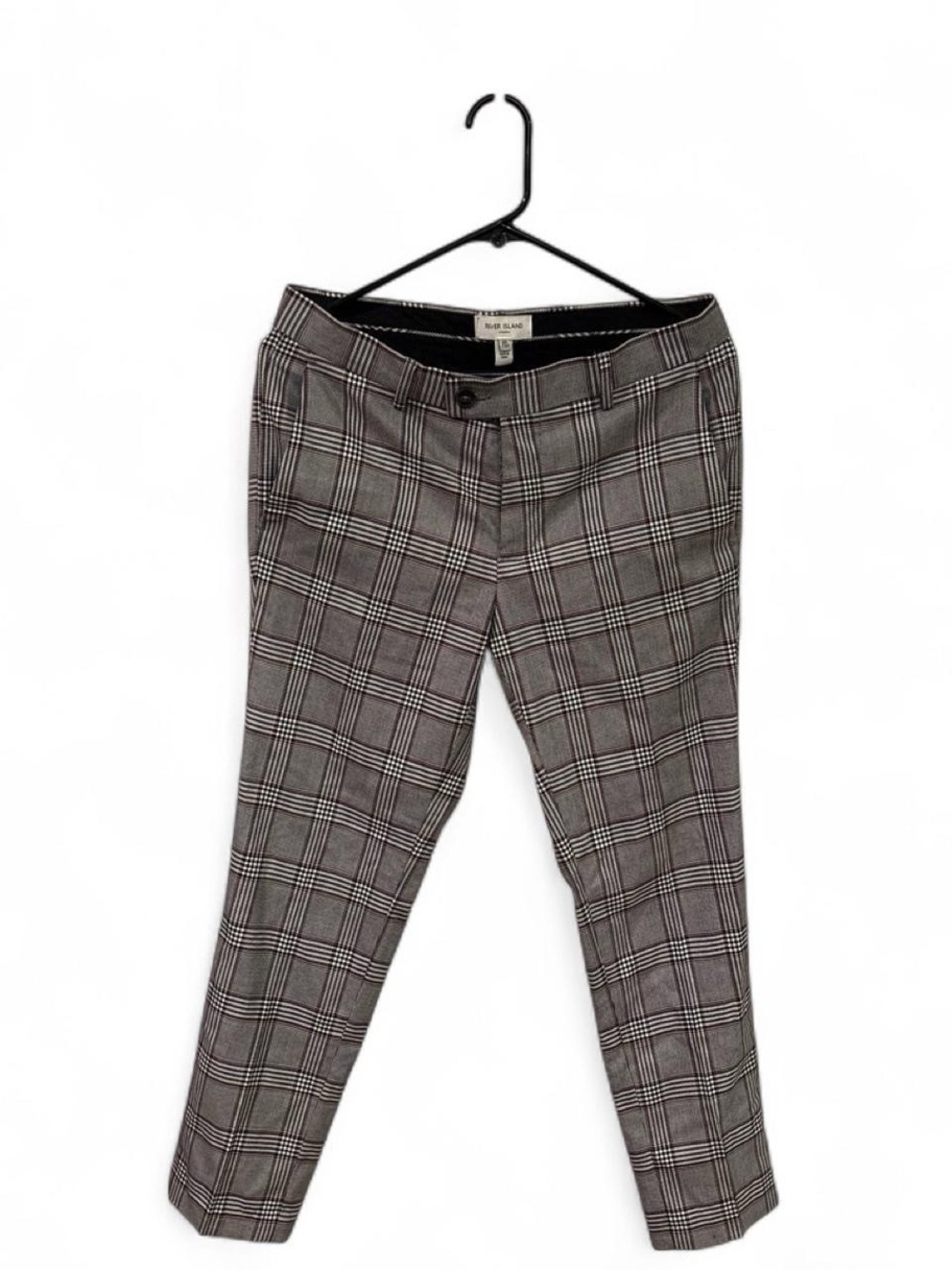 River Island London Slim Fit Gray Plaid Men’s Pants